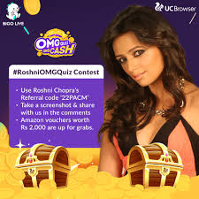 Uc Browser On Twitter Roshniomgquiz Contest Get Ready To Join Roshn1chopra Tonight At 9pm Use Her Referral Code 22pacm To Earn Extra Lives Share A Screenshot With Us To Win Amazon