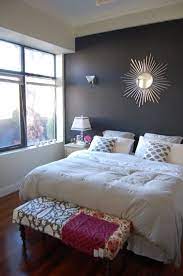 This room is not a giant room… and the king bed pretty much fills it right up. Black Accent Wall Gray Accent Wall Bedroom Home Home Bedroom