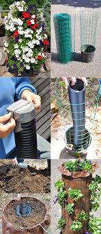 Diy Flower Tower Flower Tower Garden Containers Blue Flowers Garden
