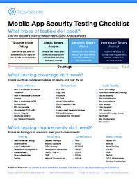 Be aware that application testing services range from advisory and implementation, they are targeted at increasing the quality of your application timely. Mobile App Security Testing Checklist