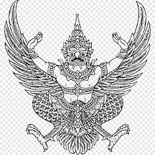 Warna putih berarti kekudusan, kebenaran dan kemurnian. Emblem Of Thailand Thai Cuisine Garuda National Emblem Thailand Emblem Symmetry Png Pngegg