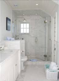Long Narrow Bathroom With Shower Stall Toilet Pony Wall Double Vanity Add Narrow Stora Bathroom Remodel Master Small Master Bathroom Master Bathroom Design