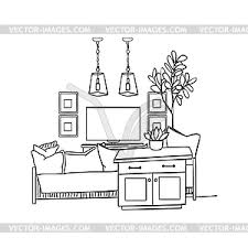 Living room images interior design clip art. Interior Design Sketch Modern White Living Room Tr Vector Clipart