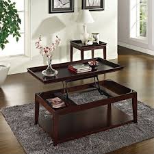Top and a bottom shelf for storage. Clemson Lift Top Cocktail Table With Casters In Multi Step Cherry Cl900c