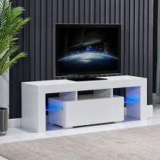 Choose from simple metal stands to traditional cabinets with storage space. Entertainment Center For Tvs Modern White Tv Stand With Led Lights Drawer Shelf Media Storage Console Table Tv Cabinet Corner Tv Stand For Bedroom Living Room Furniture 51 Lx13 Wx17 H W14568 Walmart Com Walmart Com