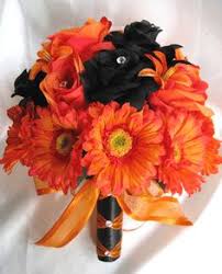 The groom wore a white shirt, orange tie, and a black leather motorcycle vest complete with patches. 18 Wedding Flowers Ideas Biker Wedding Harley Davidson Wedding Wedding
