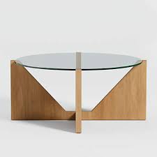 Wooden and glass coffee tables. Miro Glass Coffee Table With Natural Wood Base Crate And Barrel