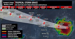 Tropical storm cristobal makes landfall, rain continues through monday. Tropical Storm Grace Takes Aim At Leeward Islands Trinidad And Tobago Weather Center
