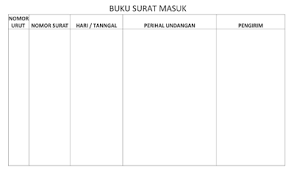 Tanggal agenda perihal alamat surat isi surat keterangan urut surat buku agenda surat keluar. Contoh Format Buku Surat Masuk Tk Paud Administrasi Tk Paud