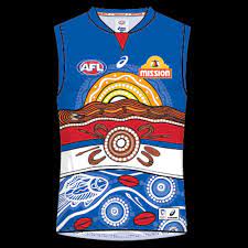 It includes a new contrast vee neck collar with a self fabric round neck design and western bulldogs printed neck tape for detail. 2020 Indigenous Guernsey Match Worn By Lewis Young Bulldogs Shop Auctions