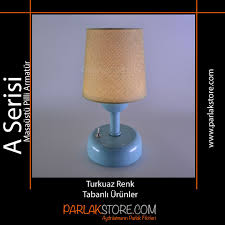 A Serisi Turkuaz Renk Tabanli Pilli Armatur Lamba Masa Abajur Aydinlatmalar