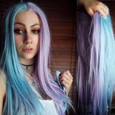 Natural Natural Straight Mermaid Piano Color Purple Pink To Blue Two Tone  Synthetic None-Lace Full Machine Made Wig for Women Heat Resistant ...