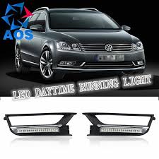 2pcs Set Led Car Drl Waterproof Drl Daytime Running Lights Fog Lamp For Vw Passat B7 2012 2013 2014 Vw Passat Running Lights Car