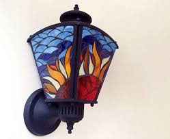 Porch Light Outdoor Mosaic Light Fixture Sunshine Mosaic Light Etsy Porch Lighting Outdoor Wall Mounted Lighting Stained Glass Light