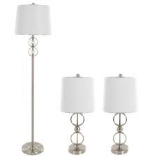 These quintessential lamps are often deployed in pairs, enlisted to bring balance to either side of a bed, sofa, console, or credenza. Table Lamps And Floor Lamp Modern Set Of 3 3 Led Bulbs Included Brushed Steel Yorkshire Home Target
