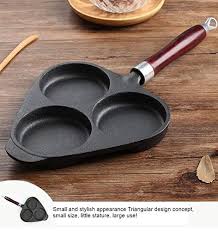 Red Handle Non Stick Triangle 3 Holes Omelette Frying Pan Cast Iron Fried Egg Cooking Steak Hamburger How To Cook Steak Fried Egg Frying Pan