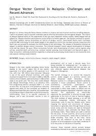 Vectors are mosquitoes, ticks, and fleas that spread pathogens. Pdf Dengue Vector Control In Malaysia Challenges And Recent Advances
