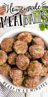 These Homemade Italian Meatballs Are Bursting With Flavors And Perfect When Served With Sauce Ove In 2021 Homemade Meatballs Meatballs Easy Homemade Italian Meatballs