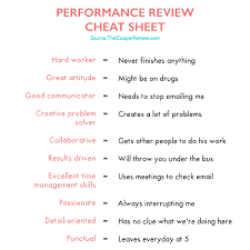 Performance Review Cheat Sheet