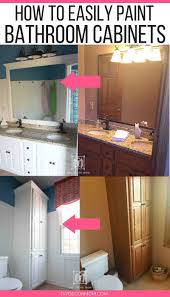I chose to use the spray form of the product since the area was so small and the spray is a fourth of the cost of the paint. How To Paint Bathroom Cabinets Why You Shouldn T Sand Your Cabinets