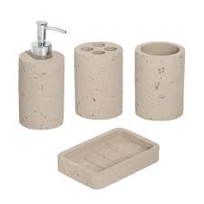 Giagni frost glass soap dispenser for $3.49 $13.99. Honey Can Do 4 Piece Bath Accessory Set In Grey Cement Bth 08730 The Home Depot