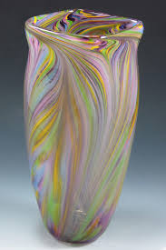 ❤️ still have one of these lovely peacock small vases left to be snatched up! Pastel Peacock Vase By Mark Rosenbaum Because Of The Inherent Nature Of Traditional Glassblowing Each Piece Is A Art Glass Vase Glass Art Sculpture Glass Art