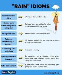 Rain Idioms 7 Interesting Rain Idioms You Need To Start Using Love English In 2021 Idioms English Phrases Idioms English Idioms