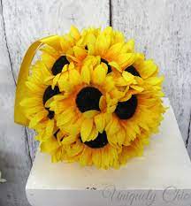 Wedding Flower Ball Sunflower Pomander Yellow Kissing Ball Etsy Fall Wedding Decorations Flower Girl Accessories Wedding Decorations