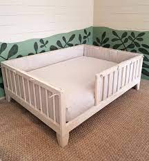 Are you sure you don't want to get him a toddler bed? Organic Linen Padded Rail Guard Railed Bed Sold Separately Montessori Floor Bed Floor Bed Raised Bed Frame Kids Toddler Bed