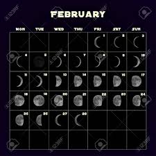Moon Phases Calendar For 2019 With Realistic Moon February