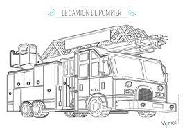 coloriage camion de pompier avec la grande echelle momes net enfants ni oui