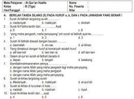 Soal penilaian akhir tahun (pat). Soal Pat Ukk Kelas 3 Al Quran Hadits Tahun 2020 File Pembelajaran Kurikulum2013
