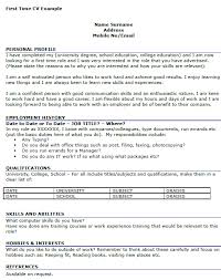 First Time Job CV Example - icover.org.uk