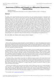 Pdf Open Access Awareness Of Ethics And Integrity At A Malaysian Government District Office