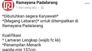 Maybe you would like to learn more about one of these? Lowongan Kerja Ramayana Padalarang Tingkat Sma Smk Update 2020 2021