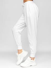 Białe spodnie dresowe damskie Denley 0011