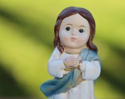 Assumption of Our Lady Statue, Miniature Statue of Virgin Mary Assumption  to Heaven, Medjugorje Miniature Baby Collection Statue in Resin