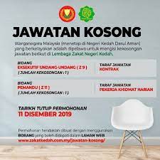Lembaga zakat negeri kedah (lznk) telah mengumumkan kadar zakat fitrah negeri kedah bagi tahun 2021 / 1442 hijrah. Jawatan Kosong Di Lembaga Zakat Negeri Kedah Jobcari Com Jawatan Kosong Terkini