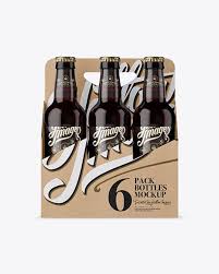 Free Psd Mockup Kraft Paper 6 Pack Amber Bottle Carrier Mockup Front View Object Mockups Mockup Free Psd Bottle Mockup Bottle Carrier