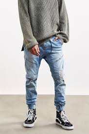 Pants are the foundation of any nxp look. Nena And Pasadena Commander Destructed Denim Jogger Pant Denim Jogger Pants Denim Joggers Mens Fashion Suits Casual