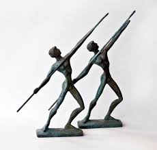 Javelin Thrower Bronze Athlete Ancient Greece Olympic Games Spear Thrower Metal Art Sculpture Greek Statue Museum Quality Art Ancient Greece Olympics Metal Art Sculpture Ancient Greece