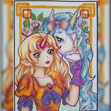 Did This Cute Picture In Jade Summers Unicorn Coloring Book Colored With Prismacolor Pencils Pentel Oil Pastels Mungyo Soft Pastels And