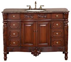 White cultured marble countertop with a single bowl. 48 Inch Brown Bathroom Vanity With Single Sink Granite Top Traditional Victorian Bathroom Vanities And Sink Consoles By Luxury Bath Collection Houzz