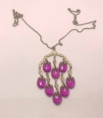 Vintage Sarah Coventry Wisteria Waterfall Purple Dangle Necklace