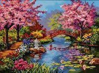 Japanese Garden Cross Stitch Kit By Zc Bazaar For The Garden Of Evening Mists By Tan Twan Eng Paint By Number Garden Painting Painting