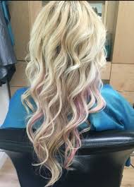 Blonde With Pink Peekaboos Pink Blonde Hair Blonde Hair With Pink Highlights Blonde With Pink