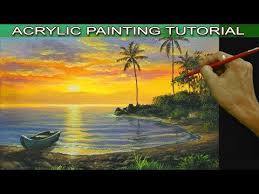 Acrylic Landscape Painting Tutorial Tropical Sunset With Boat On Lake And Palm Trees Landscape Painting Lesson Painting Tutorial Landscape Painting Tutorial I hope you're warm after.