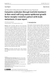 How do you get in remission? Pdf Complete Remission Through Icotinib Treatment In Non Small Cell Lung Cancer Epidermal Growth Factor Receptor Mutation Patient With Brain Metastasis A Case Report