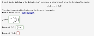 Solved 1 Point Use The Definition Of The Derivative Do Chegg Com