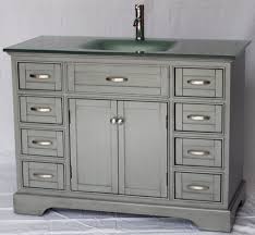 23 wide by 34 high, mirror is elegantly beveled in a classic rectangle. 46 Inch Bathroom Vanity Cottage Beach Style Glass Top Shaker Gray Color 46 Wx21 Dx35h S2422
